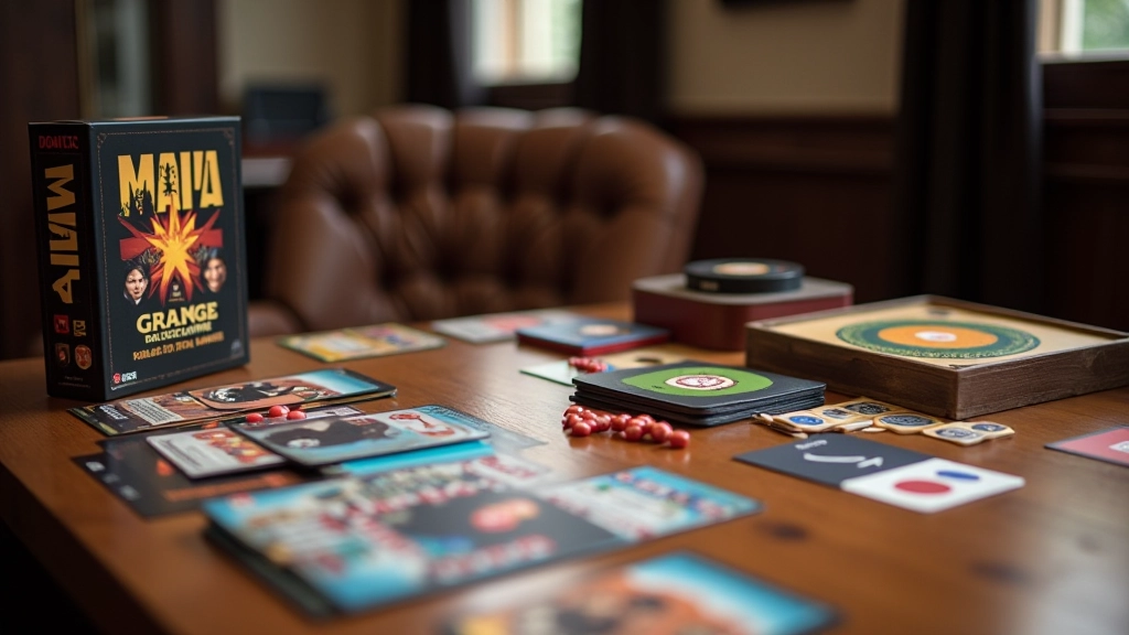 Selection of popular social deduction board games and card games displayed together