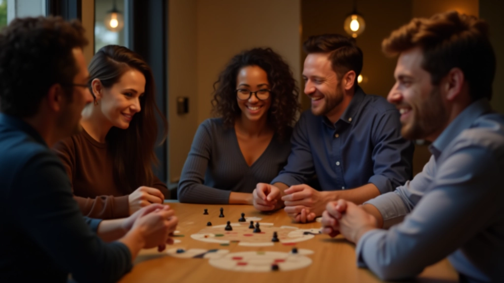 Adults enjoying social deduction party games together